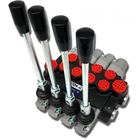 ROZDZIELACZ HYDR. 4SEKCJE 40L 4x ZATRZASK + PRZYŁĄCZA